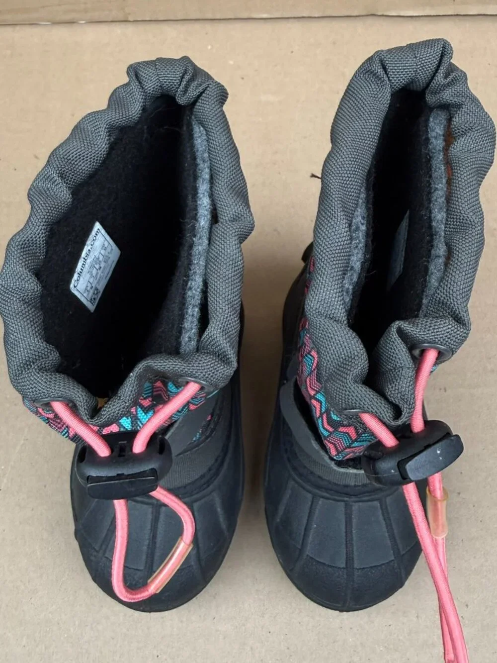 Columbia Youth Kids Waterproof Winter Snow Boots Size 8 Black Pink Teal